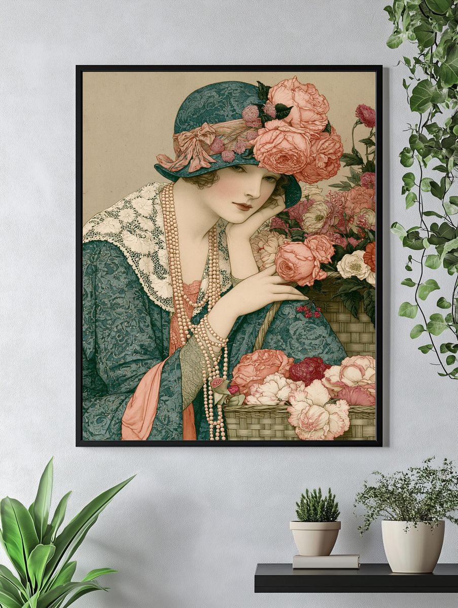 Floral Lady Art Nouveau Poster. — room view 4