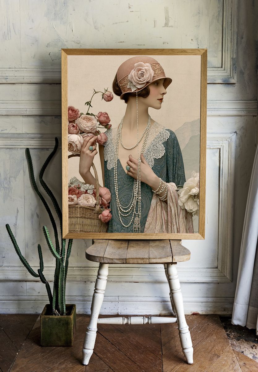 Vintage Floral Portrait Poster. — room view 1