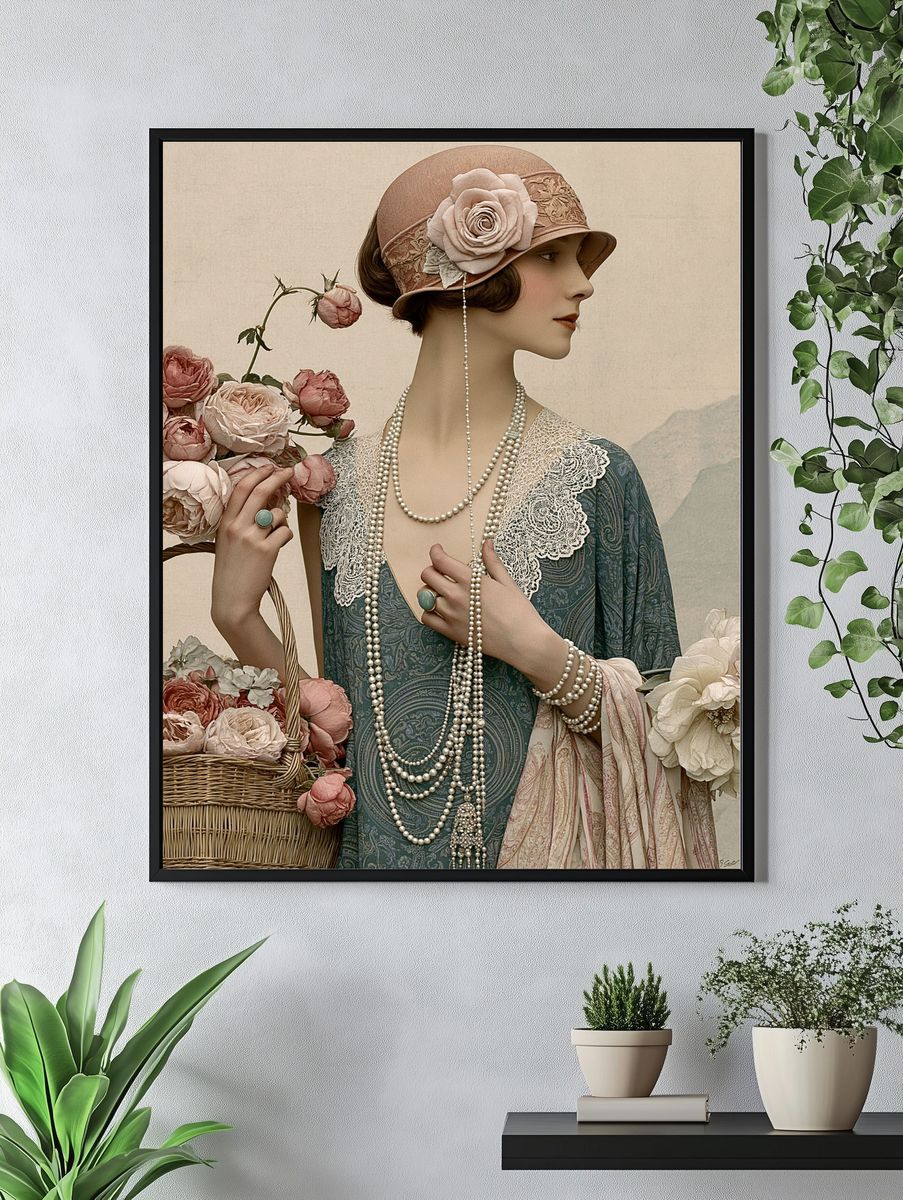 Vintage Floral Portrait Poster. — room view 4