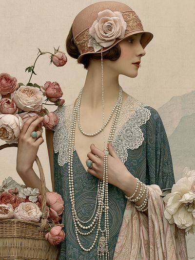 Vintage Floral Portrait Poster. poster print