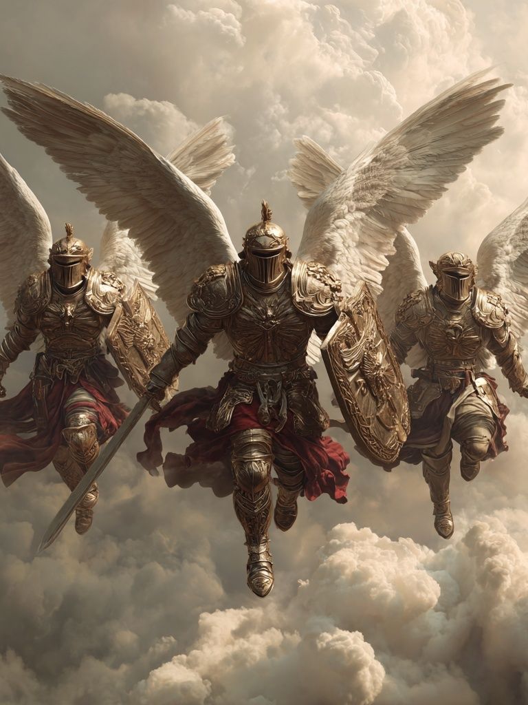Angelic Warriors — Fantasy Art Print. poster — fine-art art