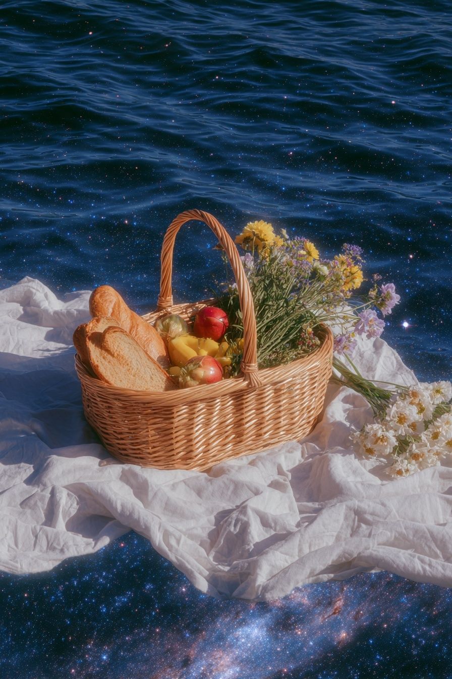 Fruit and Bread Basket — Photography Print. poster detail