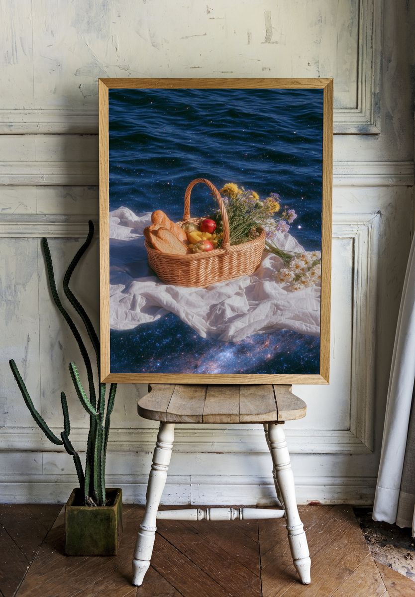 Fruit and Bread Basket — Photography Print. room preview