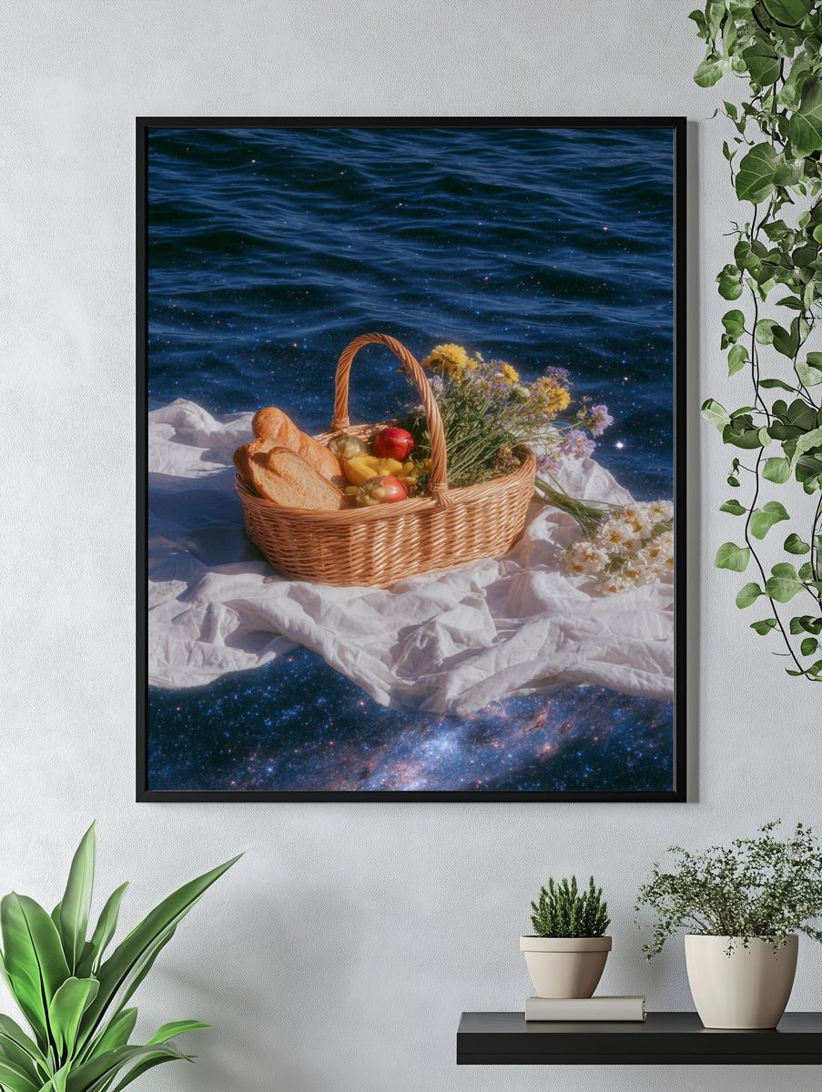 Fruit and Bread Basket — Photography Print. — room view 4