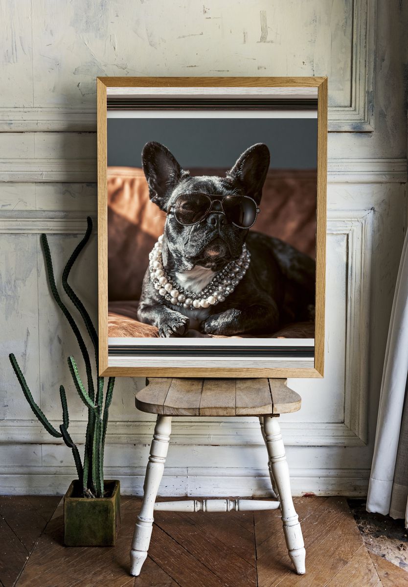French Bulldog Glam Portrait Poster. — room view 1