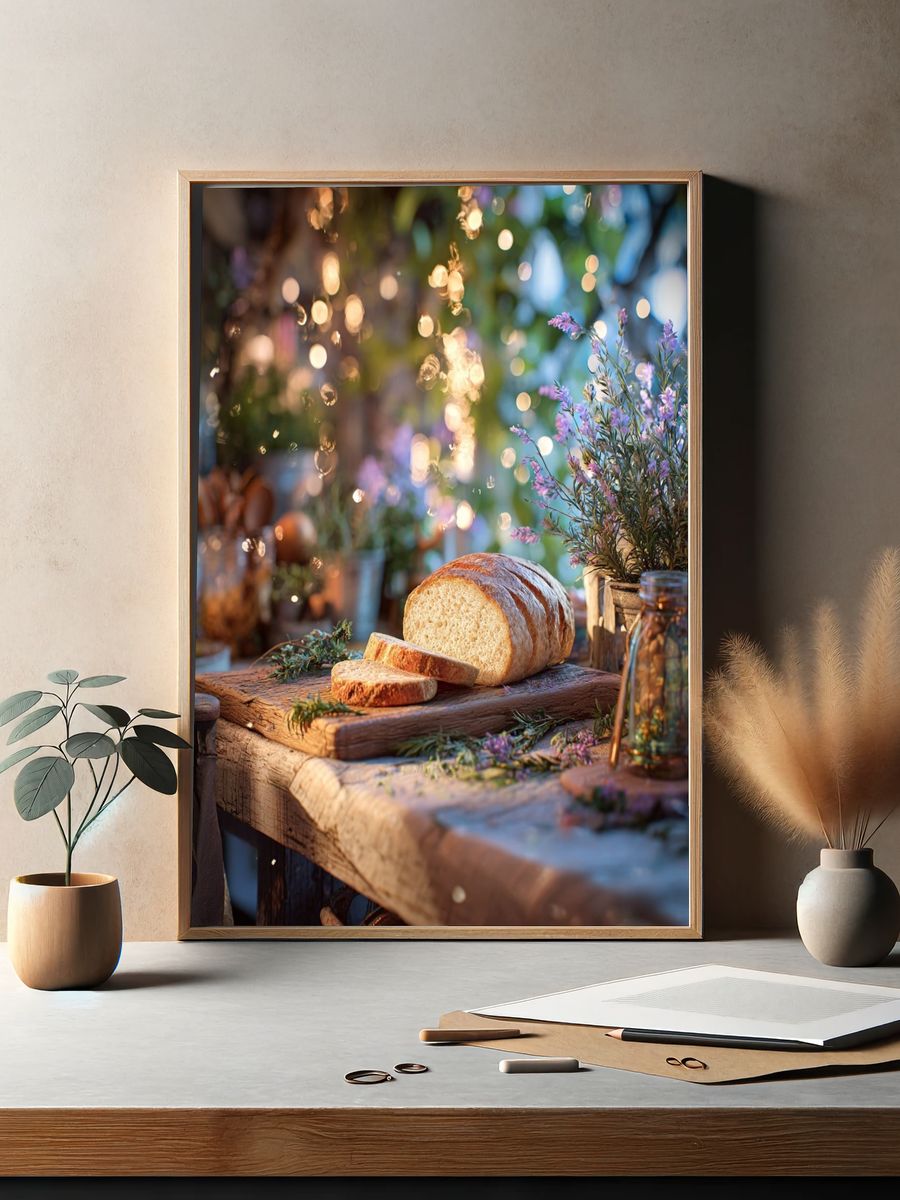 Freshly Baked Bread — Food Photography Print. — room view 2