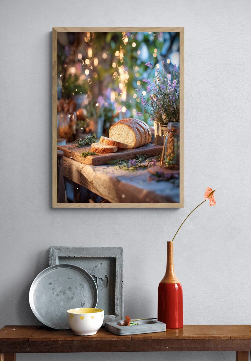 Freshly Baked Bread — Food Photography Print. — room view 3