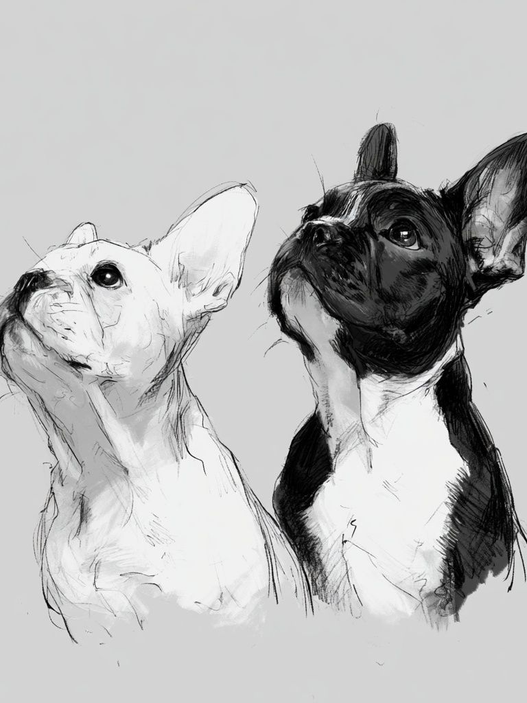French Bulldogs Sketch Poster. poster detail