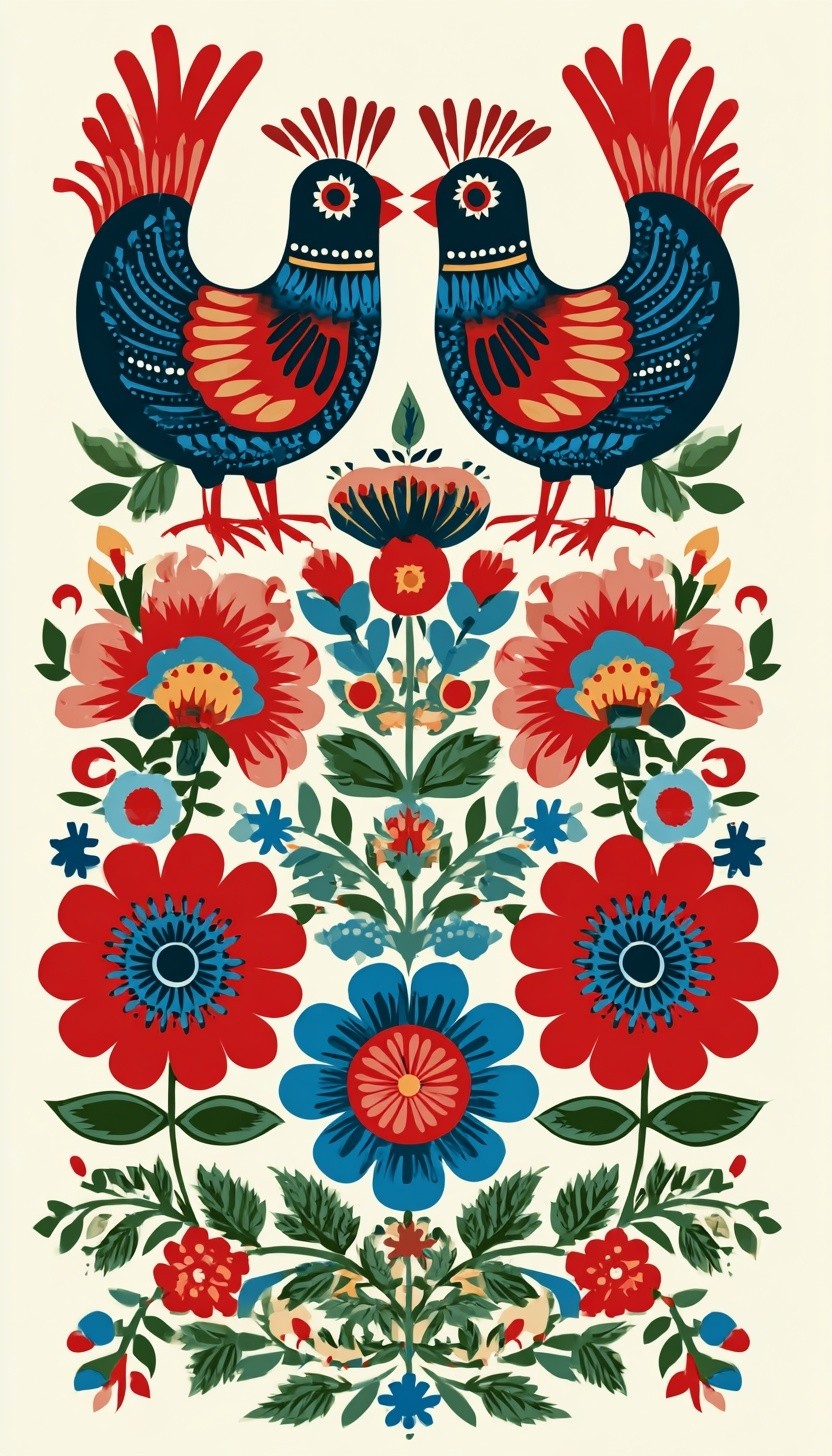 Floral Birds — Bohemian Print. poster — bohemian art