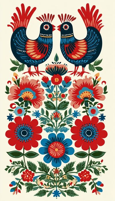 Floral Birds — Bohemian Print. poster