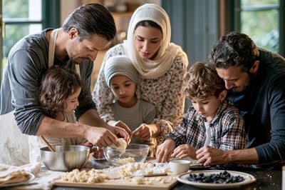 Family Baking Scene Photography Poster. poster print