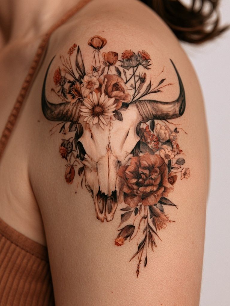 Floral Bull Skull Photography Poster. poster — photography art