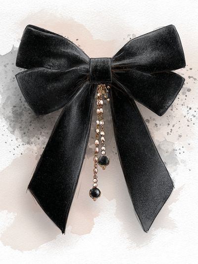 Black Bow Watercolor Illustration Poster
