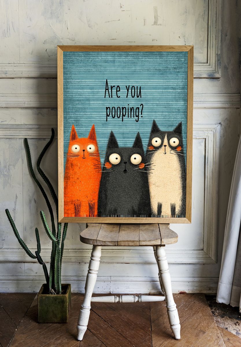 Funny Cats — Illustration Print. room preview