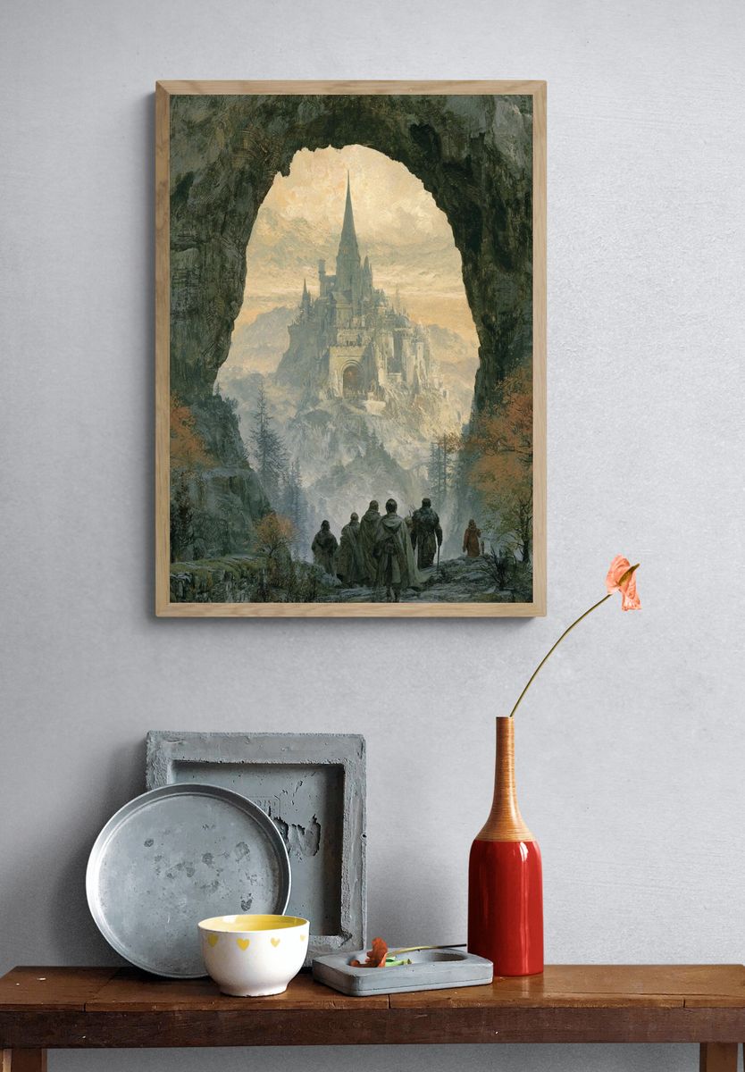 Fantasy Castle Cave Illustration Poster. — room view 3