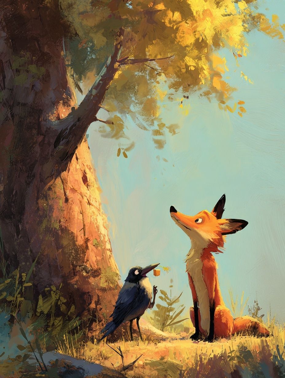 Fox and Crow — Illustration Print. poster detail