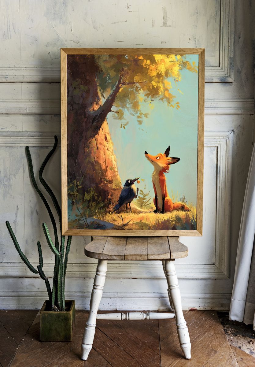 Fox and Crow — Illustration Print. — room view 1