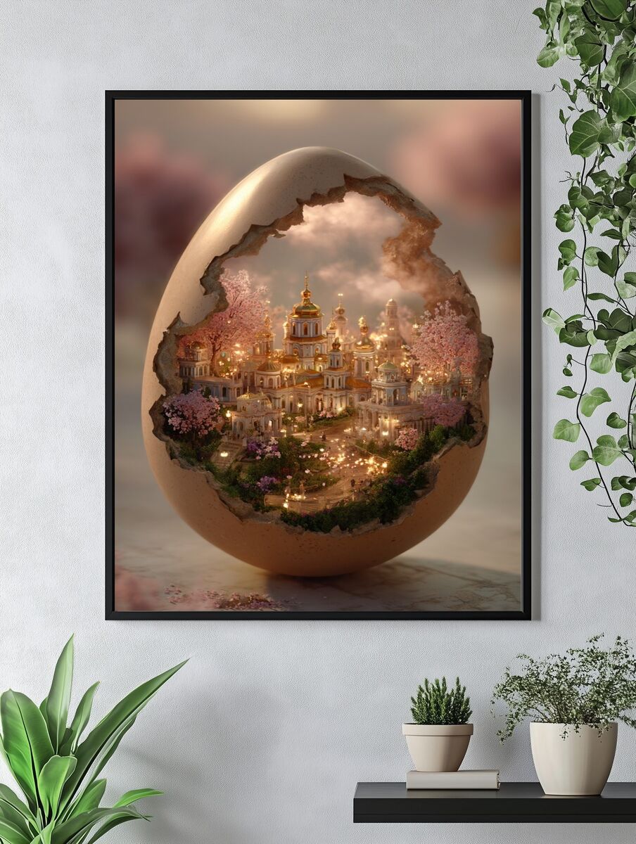 Fantasy City Inside Egg — Illustration Print. — room view 4