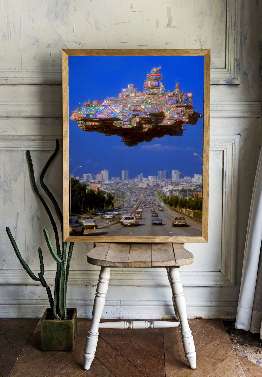 Futuristic Cityscape — Sci-Fi Print room preview