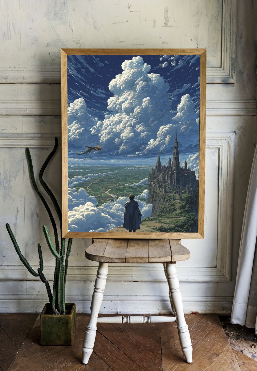 Fantasy Castle in the Clouds — Art Print. room preview