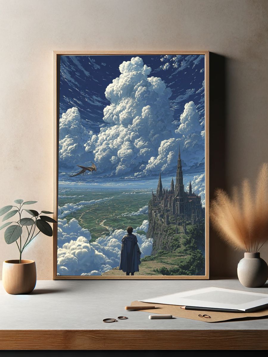 Fantasy Castle in the Clouds — Art Print. — room view 2