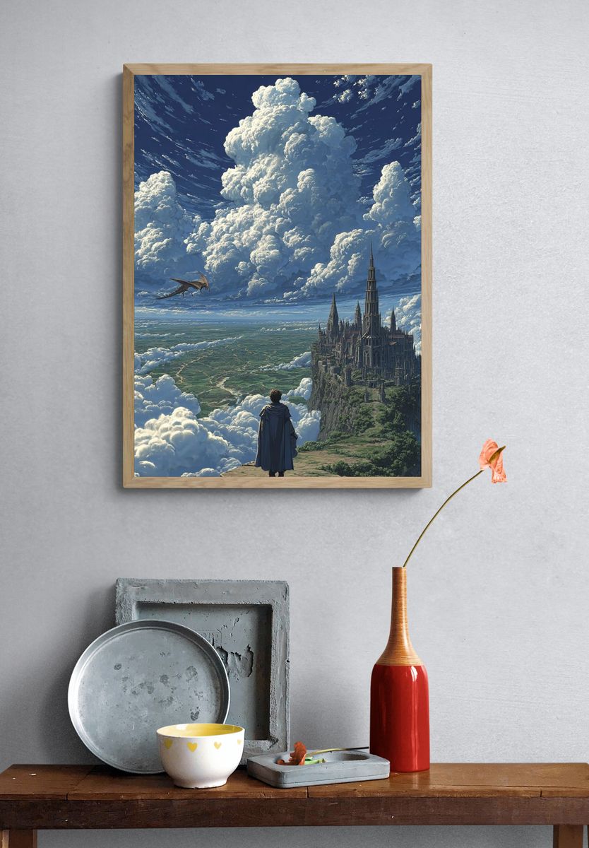 Fantasy Castle in the Clouds — Art Print. — room view 3