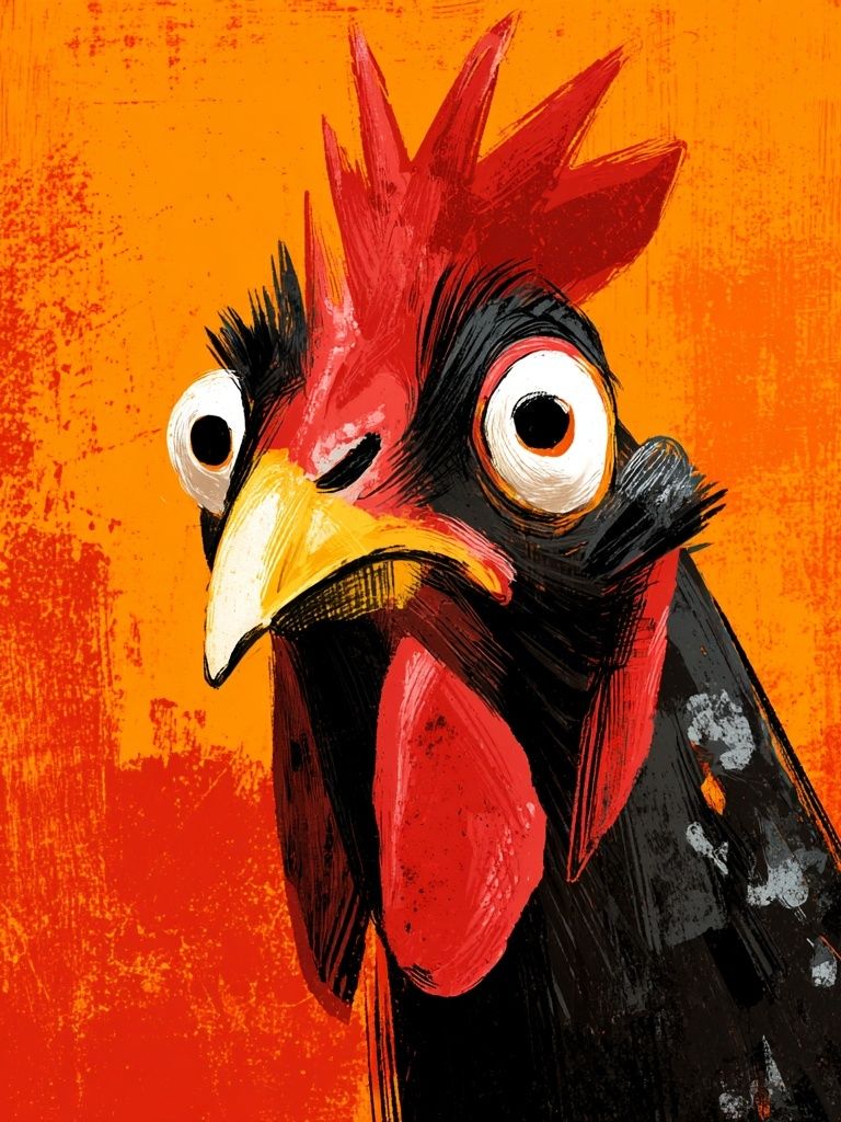 Funny Chicken Illustration Poster. poster detail