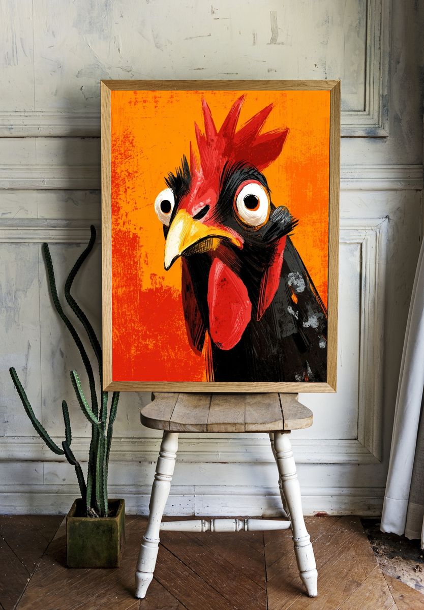 Funny Chicken Illustration Poster room preview