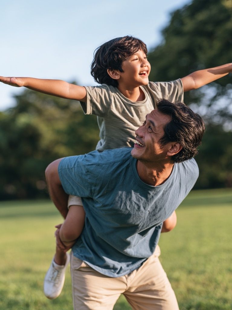 Father and Child Joyful Play Poster. poster detail