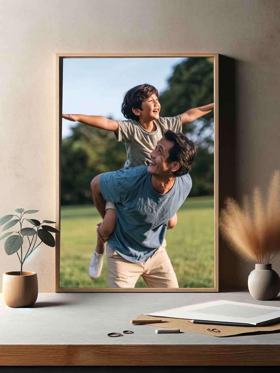 Father and Child Joyful Play Poster. — room view 2