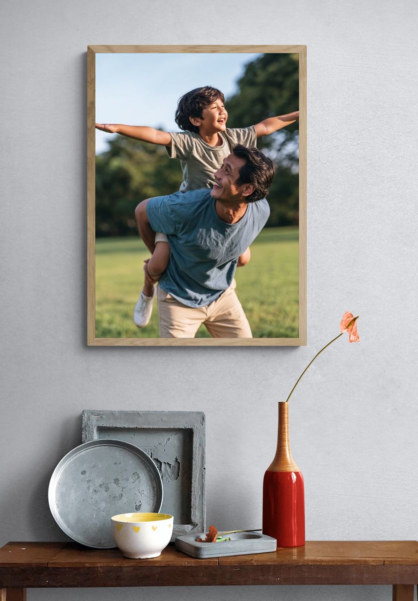 Father and Child Joyful Play Poster. — room view 3
