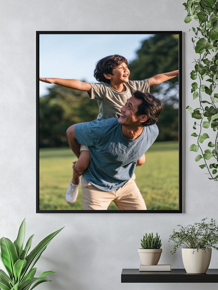 Father and Child Joyful Play Poster. — room view 4