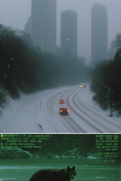 Foggy City Roadscape Photography Poster. poster