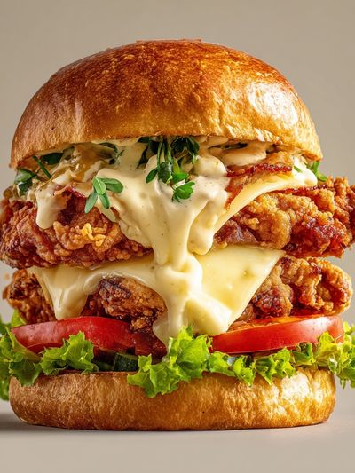 Gourmet Fried Chicken Burger Poster. poster print