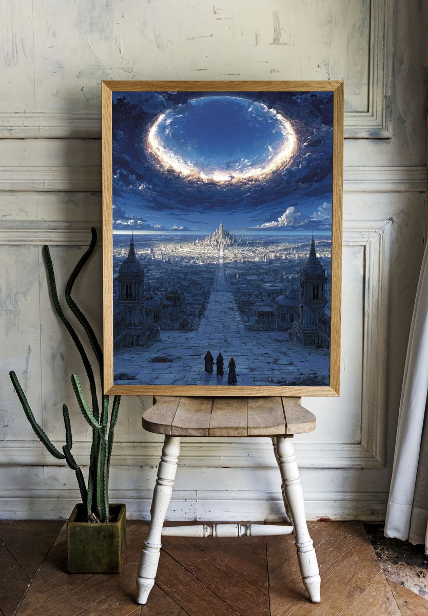 Fantasy Cityscape — Digital Art Print room preview