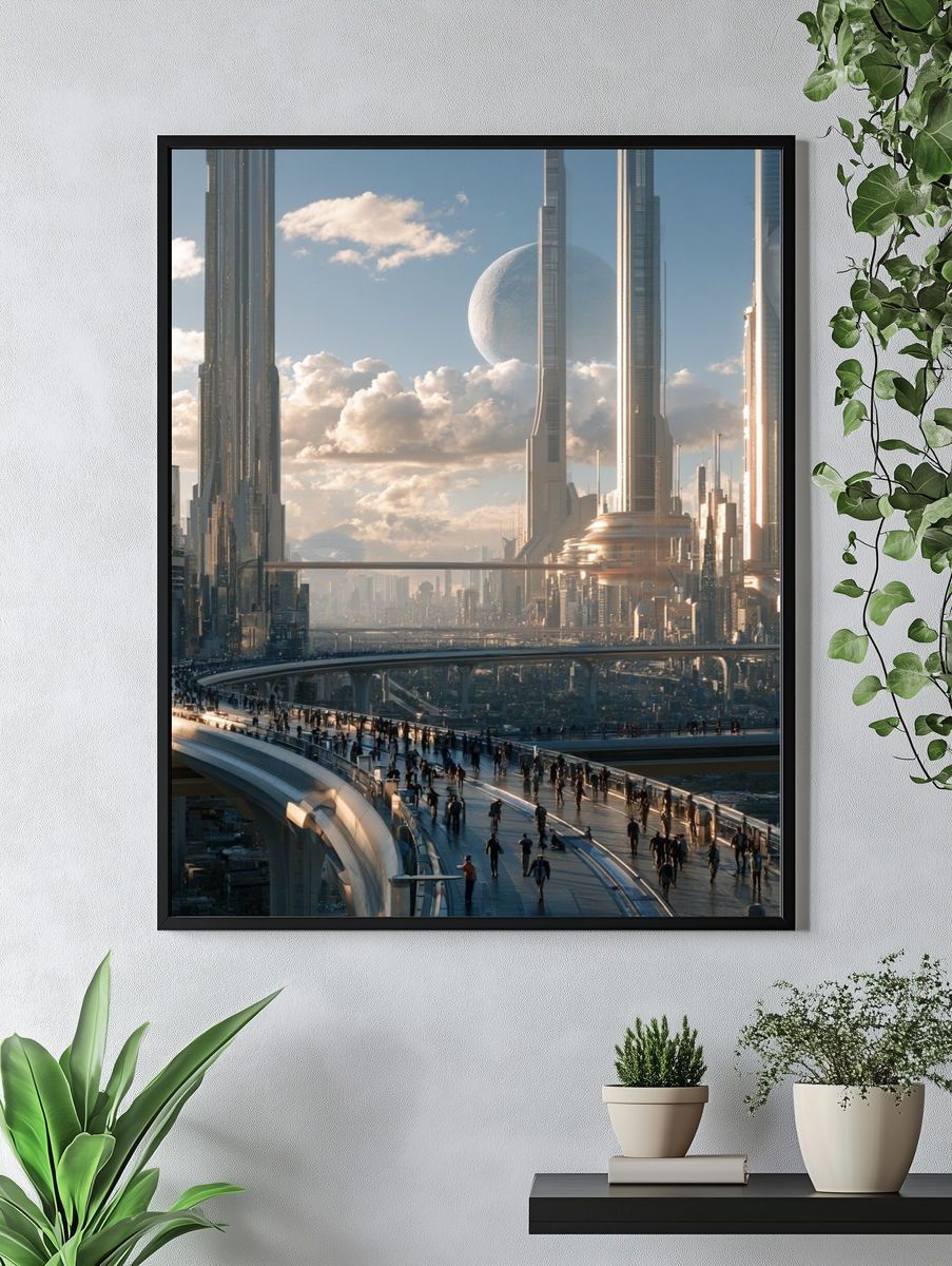 Futuristic Cityscape Photography Poster. — room view 4