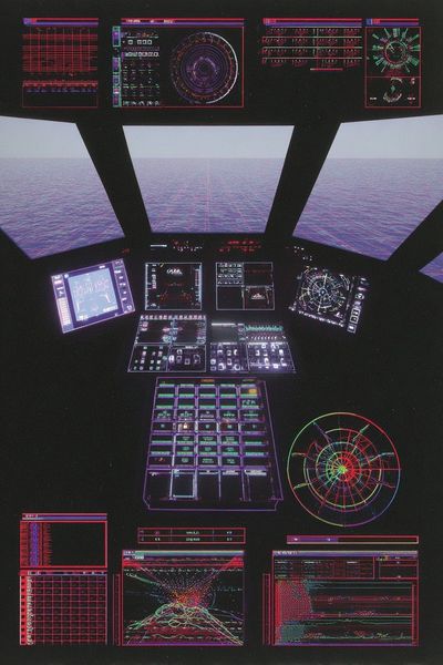 Futuristic Control Panel — Retro Print. poster print