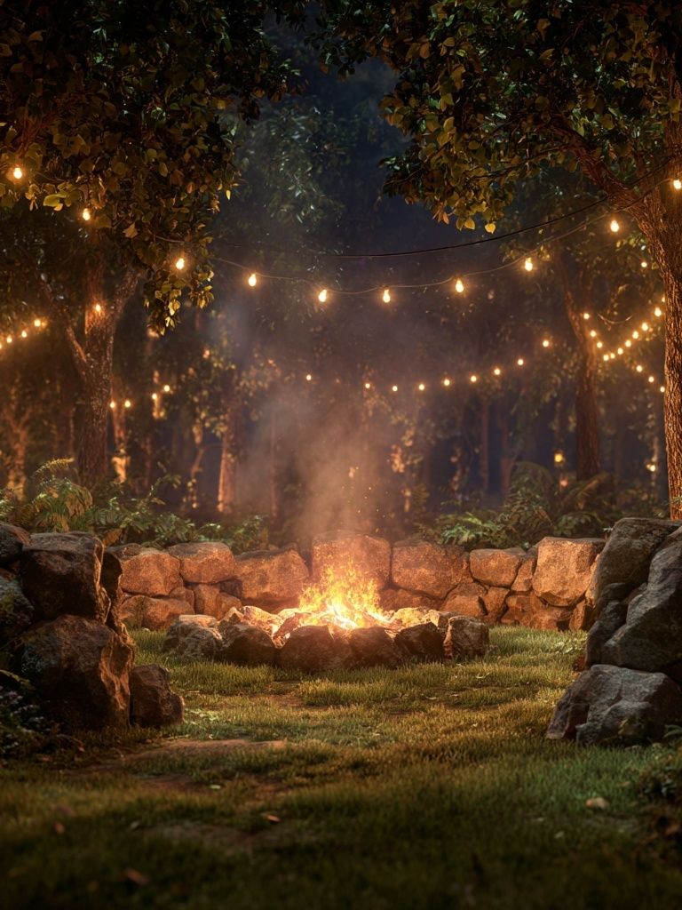Forest Campfire Night Photography Poster. poster — photography art