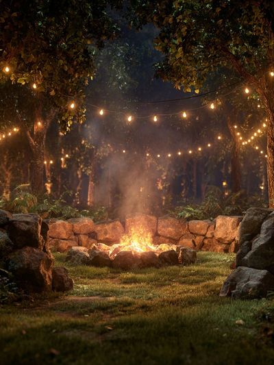 Forest Campfire Night Photography Poster. poster print