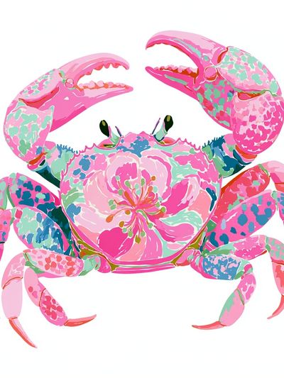Floral Crab Illustration Poster. poster