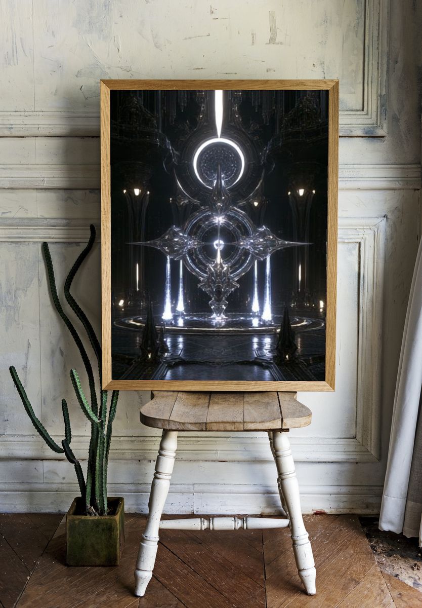 Futuristic Crystal Shrine Poster. room preview