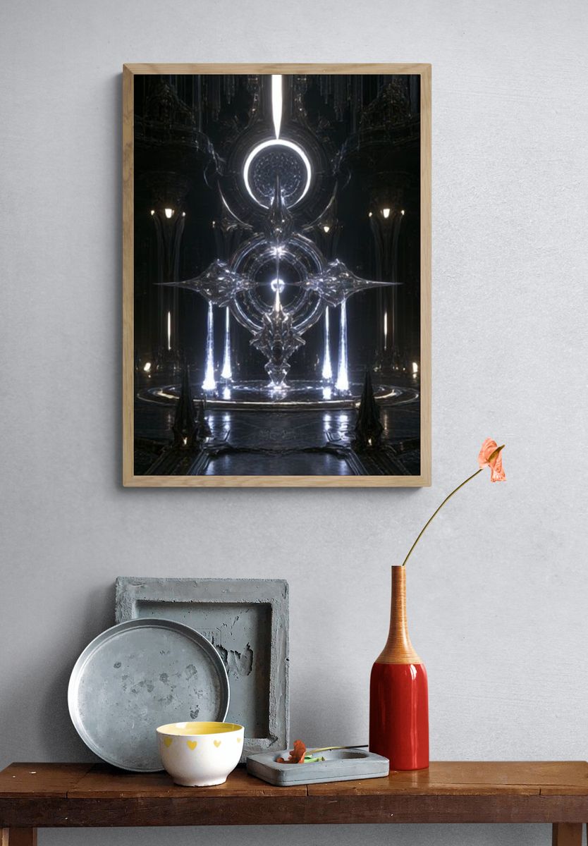 Futuristic Crystal Shrine Poster. — room view 3