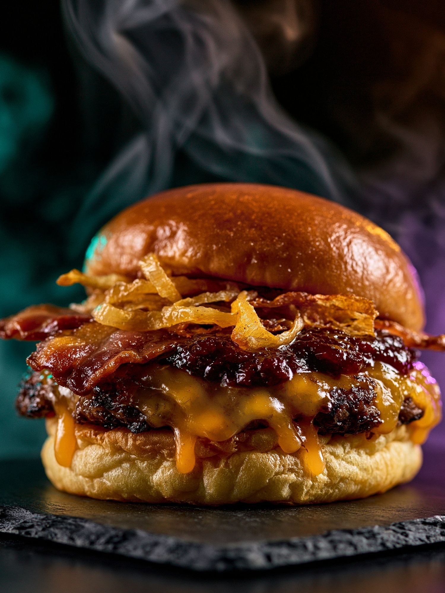 Gourmet Bacon Burger Photography Poster. poster detail