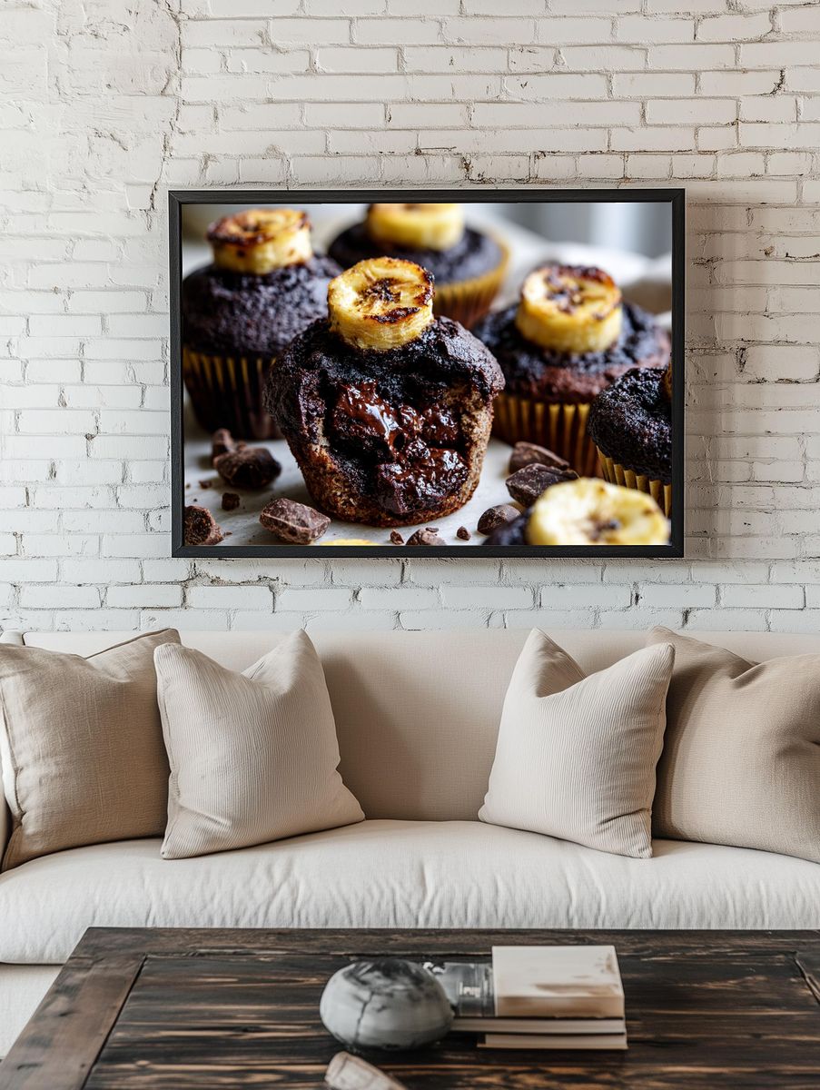 Chocolate Banana Muffins Food Poster. — room view 1