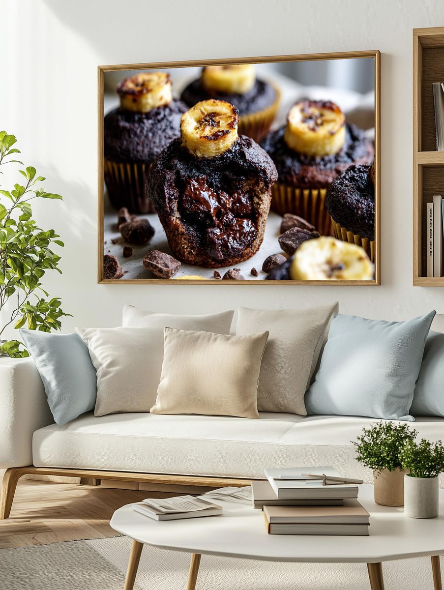 Chocolate Banana Muffins Food Poster. — room view 2
