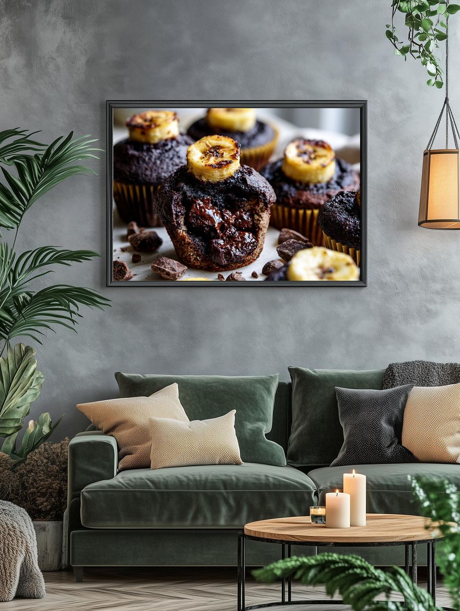 Chocolate Banana Muffins Food Poster. — room view 4