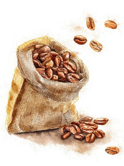 Coffee Beans Watercolor Print. poster print