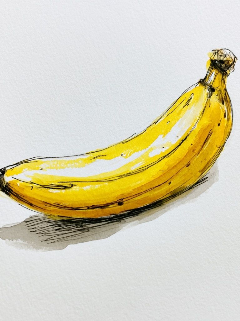 Yellow Banana Watercolor Print. poster — food-drink art
