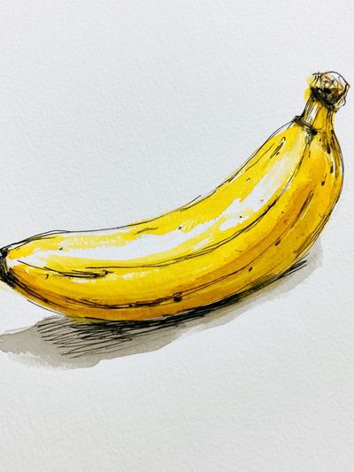 Yellow Banana Watercolor Print. poster