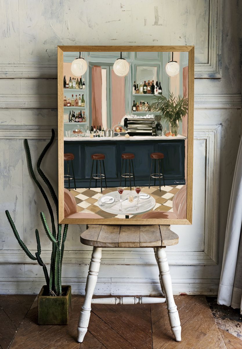 Elegant Cocktail Bar Interior Print. — room view 1